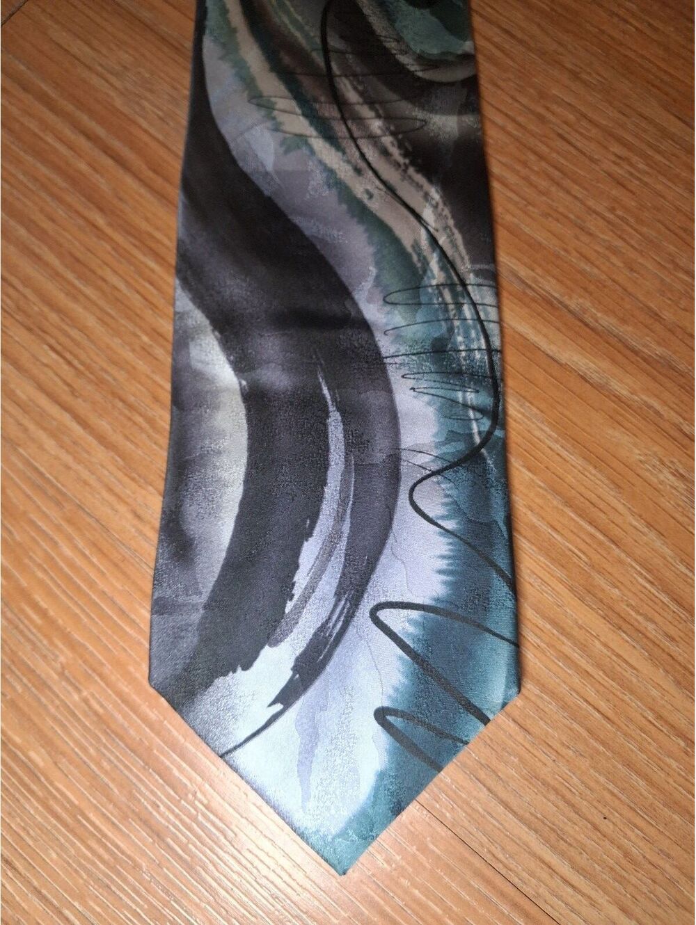 Jerry Garcia 100% Silk Tie Gray Teal Multicolor Art